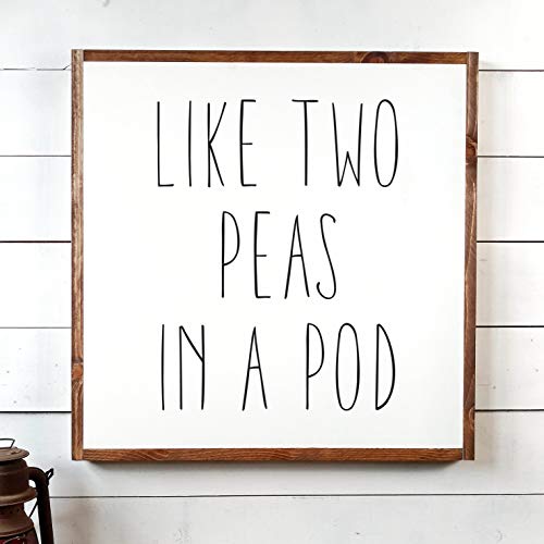 Rac76yd - Señal de dos guisantes en un pod, regalo de gemelos para guardería, decoración de habitación gemelos, habitación gemelos, decoración de casa de campo, madera