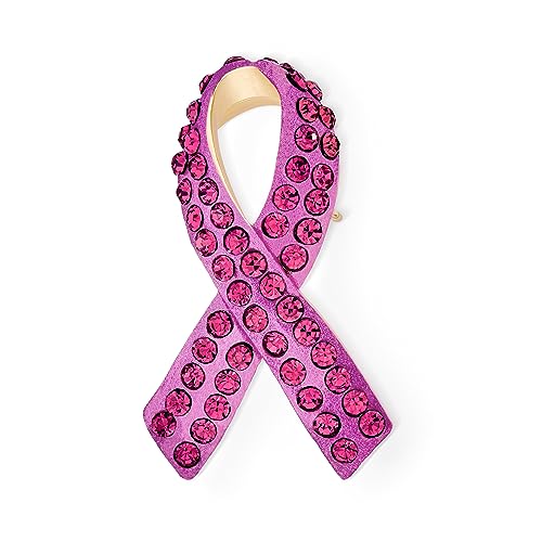 Image of Bling Jewelry Cancer Awareness Ribbon Brooch Pin - Silver Blue Pink Purple Crystal Enamel - Symbol of Support and Survival - Silver Gold Plated Accent - Thoughtful Jewelry for Women
