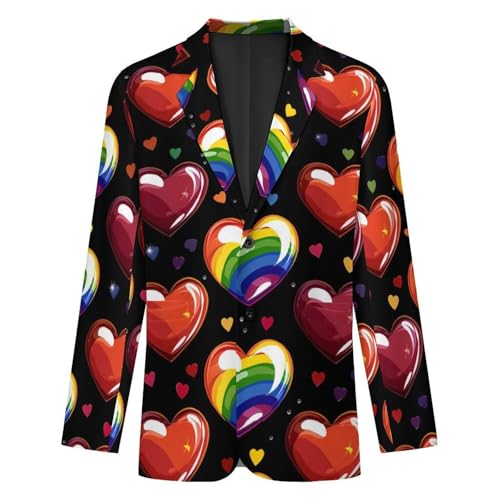 Lgbt Rainbow Love Heart Men's Suits Dress Business Formal Suit Print Jackets Coat For Wedding Party4