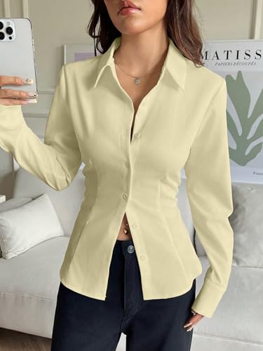 Image of Aahwan Women Polyester Modern Fit Solid Front Button Long Sleeve Casual Shirt