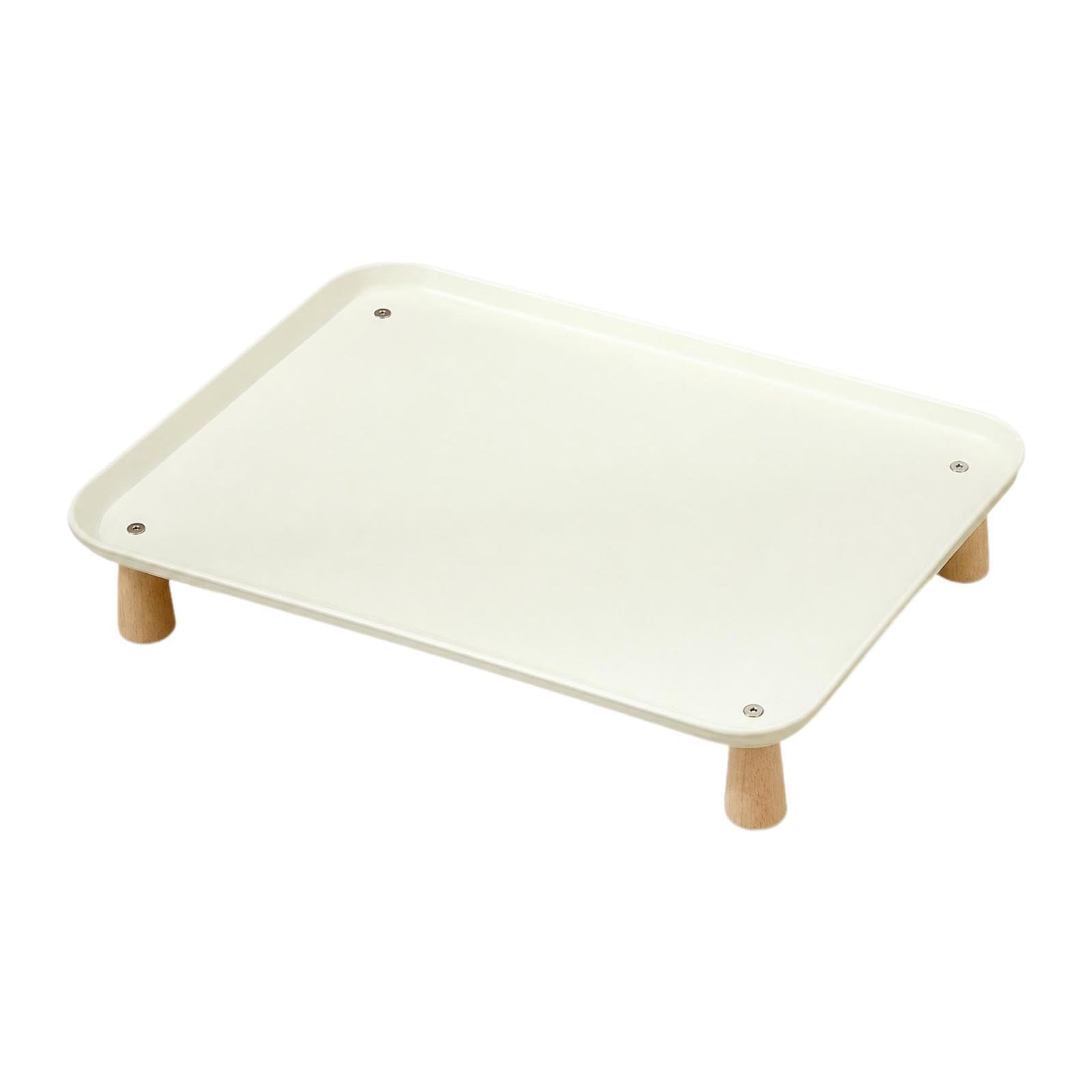 Support surélevé pour gamelle chat et chien Milk White L avec étagère pour distributeur