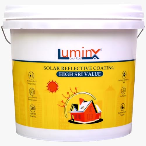 LuminX : Solar Reflective Roof Coating |Summer Cool Roof | Heat Resistance Paint | High Sri Terrace Cooling Paint (10 Kgs), White