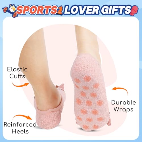 Zmart Fuzzy Anti-Slip Pilates Socks - Women Girls Non Slip Slipper Socks with Grippers for Yoga2