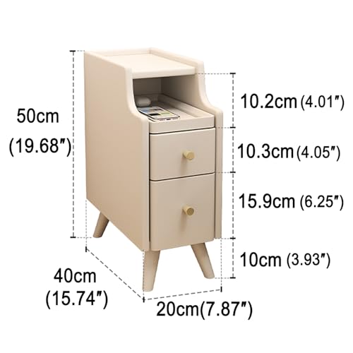 Table de chevet étroite pour petits espaces avec étagère marron