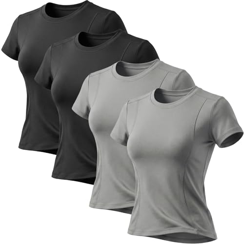 La mejor comparación de Ropa de Balonmano americano del mes. 41 FADFUSIN Playeras Deportivas para Mujer, Paquete de 4 Ropa Deportiva Mujer, Camisetas de Entrenamiento Atléticas de Ajuste Seco (MX/US, Alfa, Mediano, Regular, Regular, Negro +...