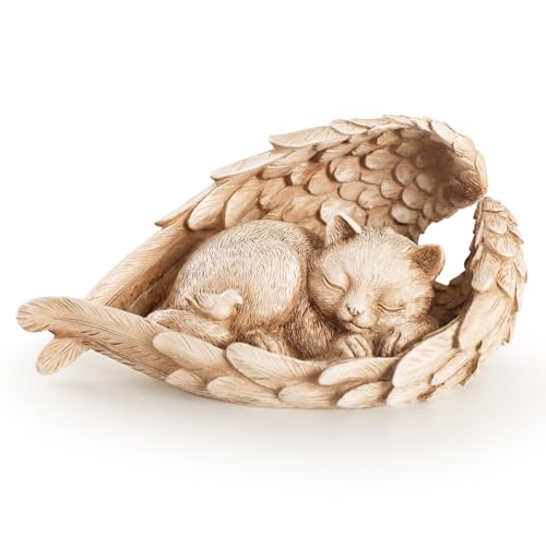 PUPIHOM Cat Memorial Stone for Outdoor, Pet Memorial Stones for Cats with Personalized Engraving, Weather-Resistant Garden Stone for Backyard & Memorial Garden to Forever Loved Cats (Light Brown)