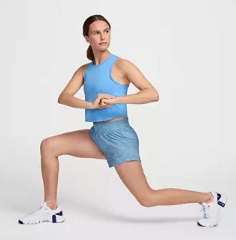 Nike Women's One Dri-FIT Mid-Rise 3" Brief-Lined Shorts, Denim Turquoise - Image 6