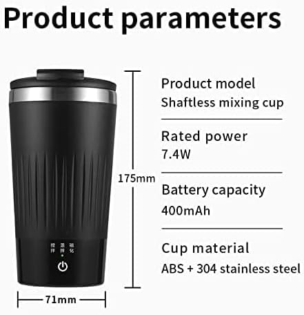 LLBB USB Coffee Cup Rechargeable Heating Self Stirring Mixing Mug Warmer Coffee Capsule Cup (Black)
