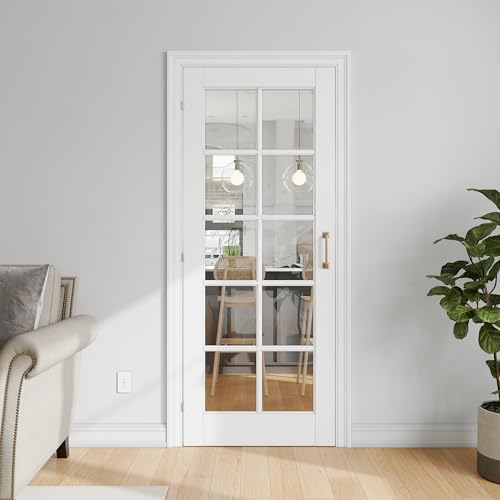 28" x 80" Clear Glass French Interior Door Slab, 10-Lite Glass Pantry Door for Bathroom Laundry Closet Pocket, Solid Core Pre-Assembled Panel Without Hardware, White by SMARTSTANDARD - Image 3