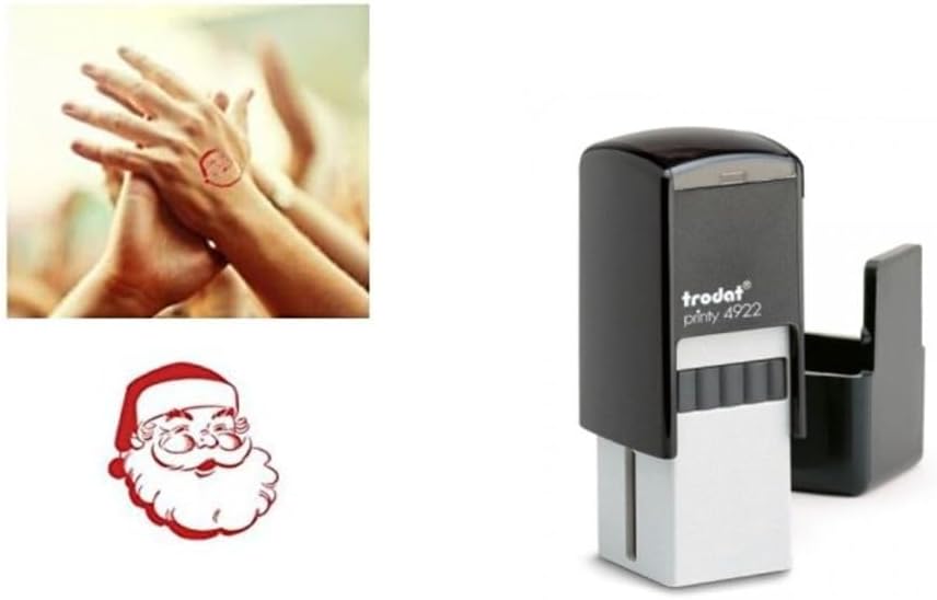 Santa - Red Ink - Hand Stamp - Suitable for Christmas Parties/New Year - Festivals - Night Clubs - Parties etc self Inking 18mm circ 5210