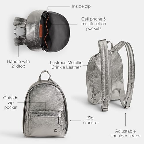 COACH Hall Backpack 22 in Metallic Crinkle Leather3