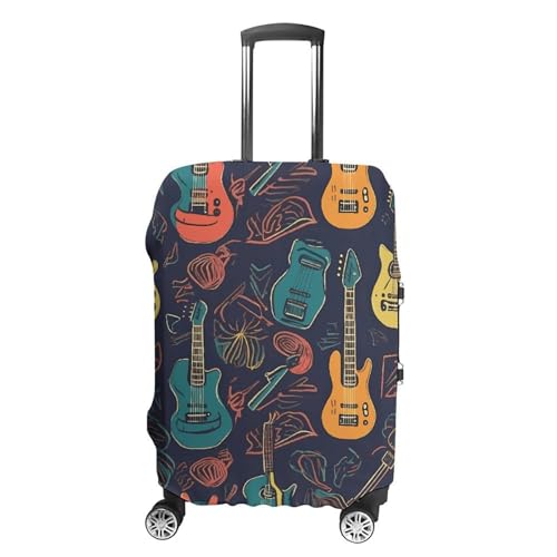 Housse de valise XL motif guitare pour bagage extensible de voyage et protection anti-rayures