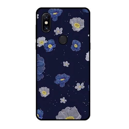 KARTXITAI Hülle Kompatibel mit Xiaomi Mi Mix 3, Stoßfeste Schutzhülle mit Weiche Silikon Bumper Hülle Handyhülle Anti-Kratzt Leichtes Matt Finish Rückseite - Blaue & weiße Blumen
