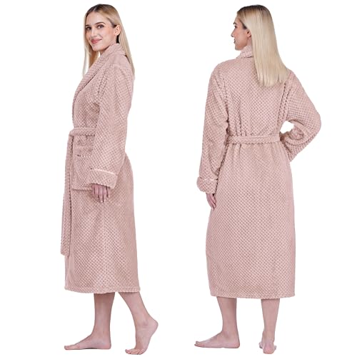 Image of PAVILIA Plush Robe for Women, Soft Fleece Long Spa Robe, Ladies Bathrobe with Pockets