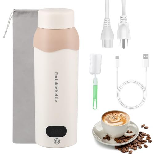 Portable Travel Electric Kettle 316 Stainless Small Water Boiler 450ml USB and Plug in Water Heater Steel with Bag