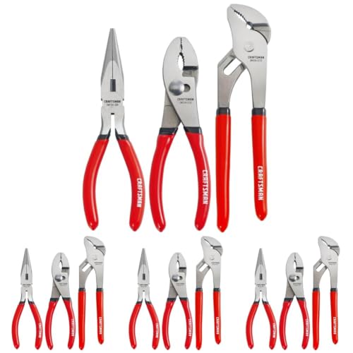 Image of CRAFTSMAN Pliers Set, 3 Piece Set, Long Nose, Slip Joint, 8 Inch Groove (CMHT84103R) (Pack of 4)