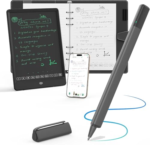 SyncPen با نوت بوک و تخته نوشتار، قلم دیجیتال هوشمند قابل پاک کردن ژل قلم بلوتوثی OCR بی سیم برای دانش آموزان، طراح، خلاق، مرد تجاری، یادداشت های ضبط، همگام سازی بلادرنگ برای دیجیتال سازی