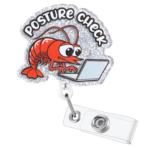 Funny Shrimp Badge Reel with Name Tag Clip