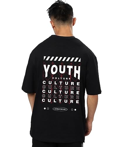 Image of Mens Oversized Printed Half Sleeve Branded Cotton T-Shirt for Mens || Back Printed t Shirts for Men || Oversized t Shirts for Men