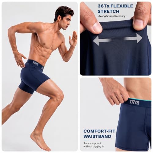 Image of TRYB Sports Underwear for Men | Stretchable Active Square Cut Trunks for Running & Gym Workout | Quick Dry, Breathable, Moisture Wicking & Anti Chafing | Sports Innerwear Boxers