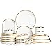 Assiette à dîner cadeau Vaisselle en céramique Ensemble de vaisselle à bordure dorée Ensemble de riz Bol à soupe Vaisselle assiette blanche (9 pièces)