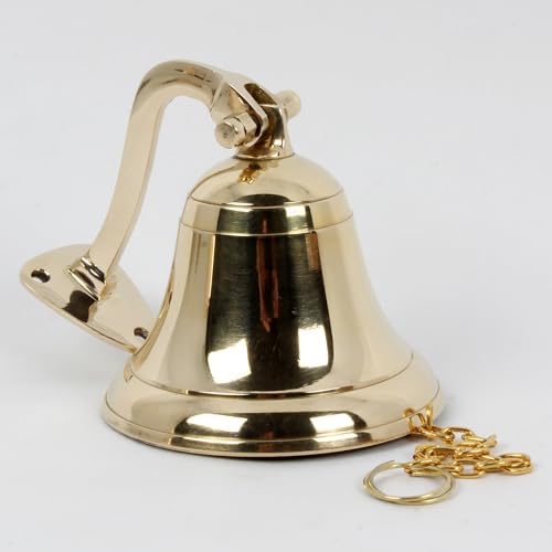Handcrafted Trading Co - Campana nautica in ottone da appendere alla parete, 10,2 cm, colore: Oro