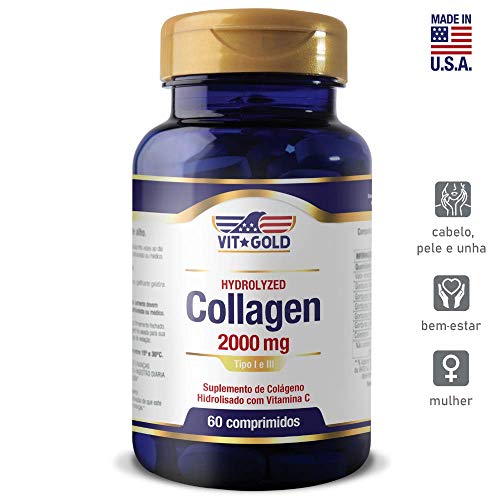 Colágeno Hidrolisado 2.000mg Tipo 1 e 3 Vitgold 60 comprimidos