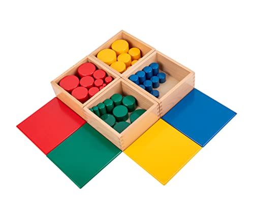 Image of Montessori Wooden Knobless Color Cylinder Blocks, Baby Games Stacked Arrangement Block, Stacking Toys for Toddler 1-3 Activities, Educational Toys (Set of 4)