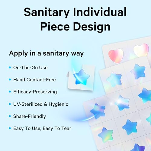 Image of Sosky Hologram Pimple Patches for Face, Hydrocolloid Acne Patches with Salicylic Acid, Cute Star Zit Stickers,Colorful Blemish Covers,48 Count Blue Cloud