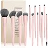 Set de brochas de maquillaje profesional 12 piezas color rosa con estuche | Herramientas de maquillaje para rostro y ojos para base, corrector, rubor, sombra y polvo, ideal para principiantes y profesionales, regalo de maquillaje 2