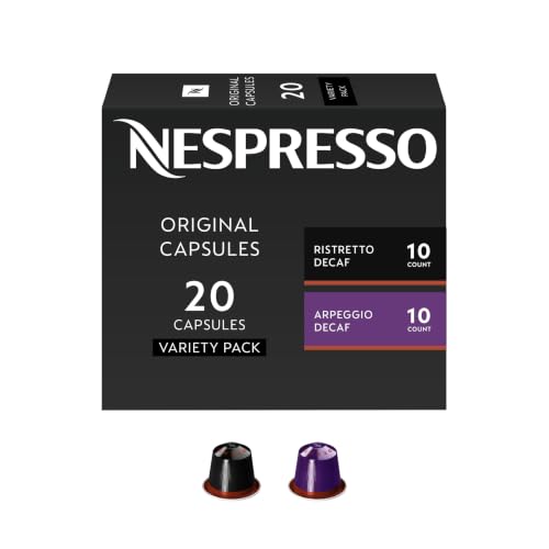 Nespresso Original, Decaffeinated Variety Pack, 20-Count Espresso Pods
