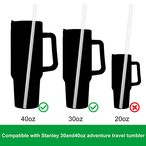 Image of Replacement Straw Compatible with Stanley 40 oz 30 oz Cup Tumbler, 6 Pack Reusable Straws for Stanley 40 oz Tumbler with Handle, Straws with Cleaning Brush for Stanley Accessories, Plastic, Clear