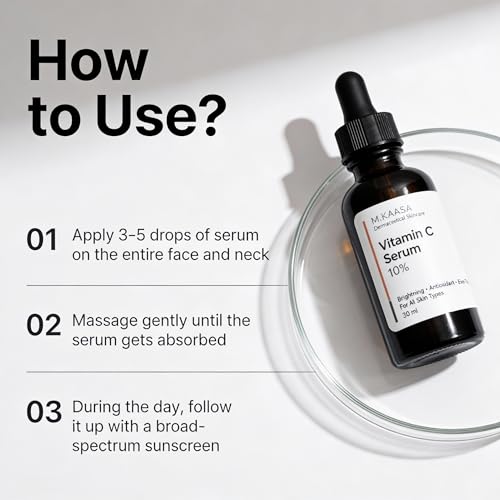 Image of 10% Vitamin C Serum For Glowing Skin 30ml, Antioxidant Brightening Skin Serum for Men and Women, Fades Dark Spots, Evens Tone and Boosts Skin Glow and Radiance 30ml (PACK OF 1) (PACK OF 01)