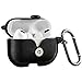 Maxjoy Compatible Airpods Pro Case Cover, Airpods 3 Leather Case Protective Cover with Keychain Airpods Strap Compatible with Apple Airpods Pro Charging Case 3rd Gen 2019 (Front LED Visible), Black