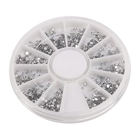 Balawin Silver rhinestones carousel boxes Crystal nail manicure Nail Art Glitter 1.5 MM wheel Cover