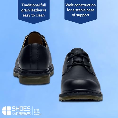 Shoes for Crews Minetta Mens Womens Unisex Non Slip Dress Work Shoes - Work & Safety Footwear, Water Resistant, Lace-up, Oxford Shoes, Wide, M15/W16.5 Black4