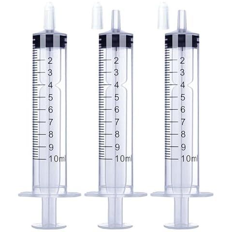 10ml Syringe for Liquid, Oral, Scientific Labs, Measurement, Dispensing, with Cap- 3 Pack Cover