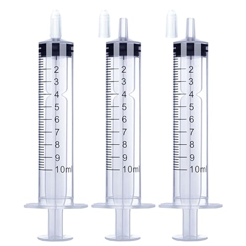 Image of 10ml Syringe for Liquid, Oral, Scientific Labs, Measurement, Dispensing, with Cap- 3 Pack