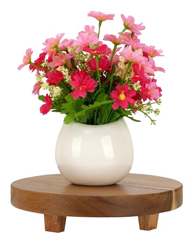 Pedestal y soporte para servir Spiretro de madera de acacia con patas redondas de 23 cm | Exhibición de cocina | Macetero