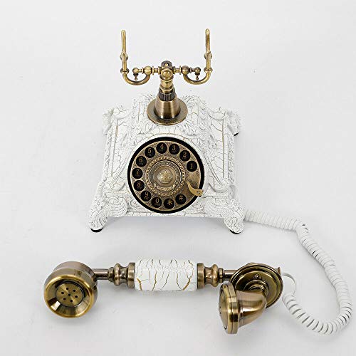 Teléfono estilo vintage retro blanco con disco giratorio miniatura 2