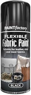 Paint Factory Black Flexible Fabric Spray Paint, Suitable for Leather Vinyl Textile Clothes Fast Drying 200 ml, Designed for fabric, leather, and vinyl to prevent cracking or peeling
