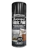 Paint Factory Black Flexible Fabric Spray Paint, Suitable for Leather Vinyl Textile Clothes Fast Drying 200 ml, Designed for fabric, leather, and vinyl to prevent cracking or peeling
