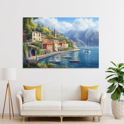 Lienzo para dormitorio grande con poster del Lago Como 3