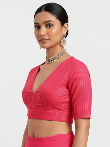 Image of Thevasa Women's Everyday Divine Depth V Neck Half Sleeves Blouse