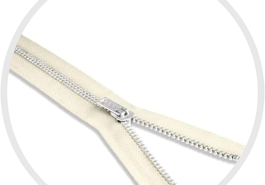 #4.5 Beige Closed Bottom Aluminum Slipcover & Pillow YKK Zipper - Color: Natural #801 - Choose Your Length - Made in The United States (1 Zipper Per Pack) (12" Inches)