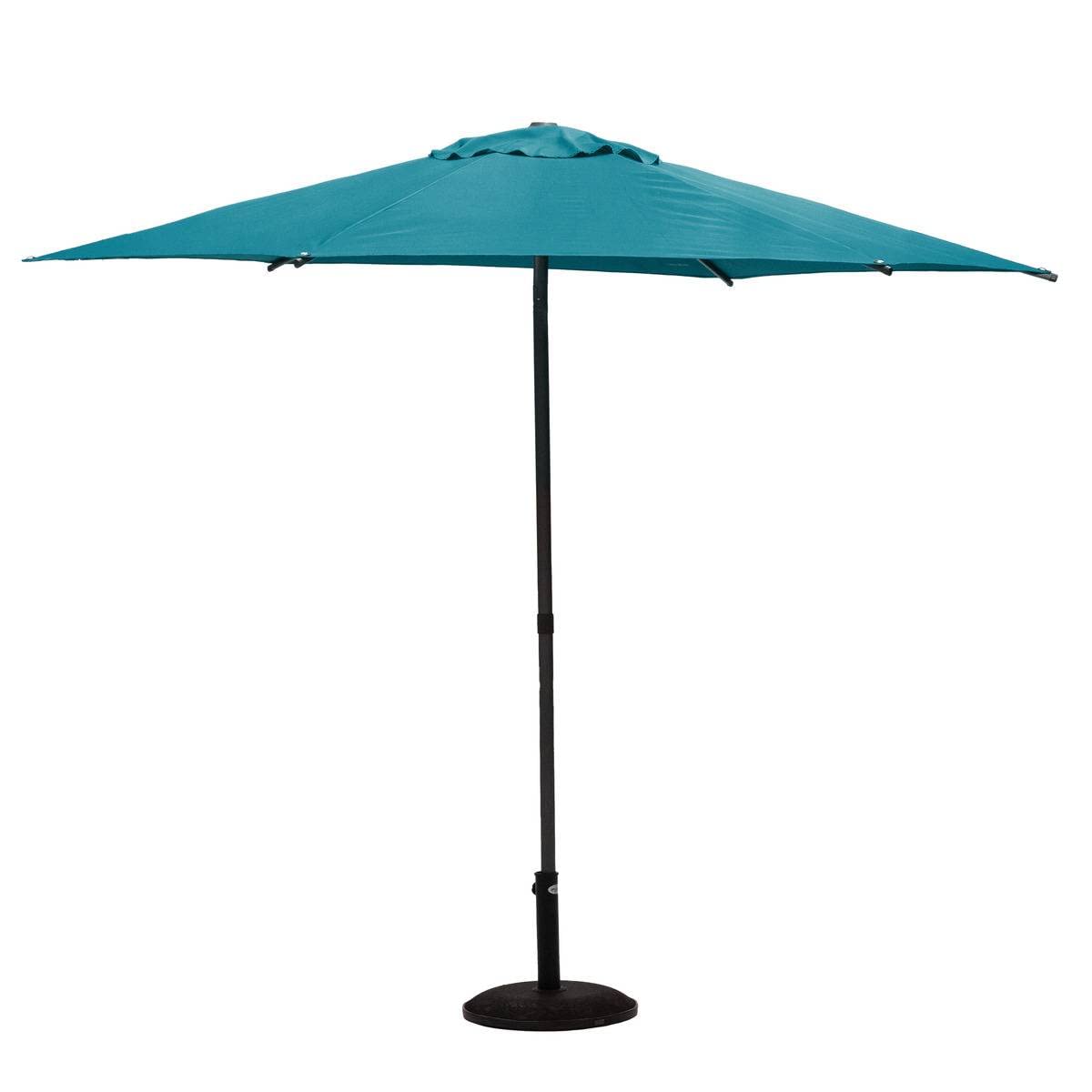 Hespéride - Parasol Droit Rond Soya Bleu - D2,​7m - Haute Protection UV, Toile Amovible Déperlante et Orientable - Structure en Acier Traité Antirouille