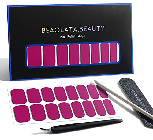 BEAOLATA Nail Polish Strips, 32 Nail Wraps, Nail Stickers, Gel Nail Strips, Easy Apply& Remove, Long Lasting, Safe for Nails, Salon Quality (Plum Juices03)