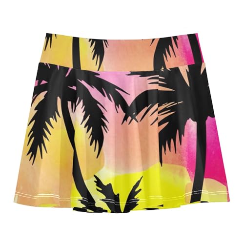 Joisal Tennis Skirts Toddler Black Palm Trees Watercolor Athletic Shorts Girls Skorts Pink Cute Teen Skirt 4t