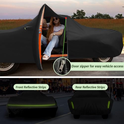 Image of Car Covers for 1968-1982 Corvette C3, 6 Layers 210T Waterproof All Weather Sun UV Rain Snow Outdoor Windproof Full C3 Car Cover with Cotton Lining & Door Zipper-Black