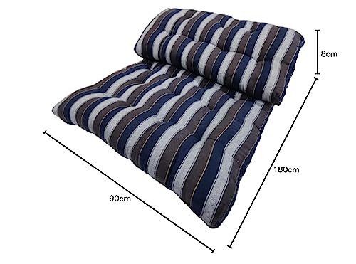 Image of Adim's Soft Cotton Filled Quilt Mattress Single Bed Blue Lining Star 72 x 36 x 4 Inches,Firm, Reversible, Pure Cotton Fabric,